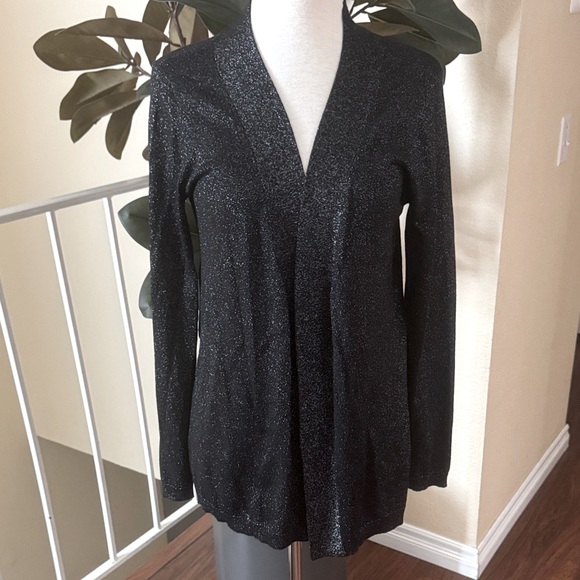 BOLD Elements Open Front Cardigan Black With Silver Shimmer Women's Sweater M - Picture 1 of 15